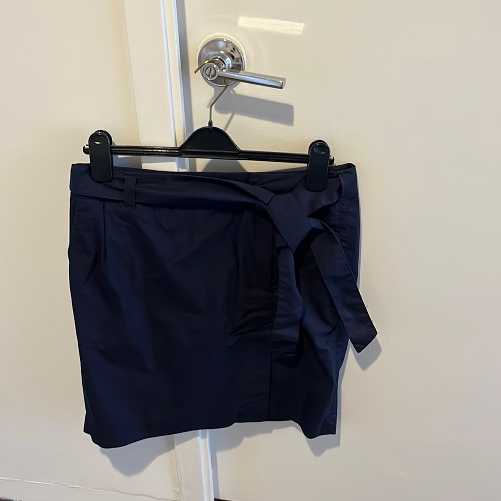 Uniqlo cotton blend navy skirt with built in sash